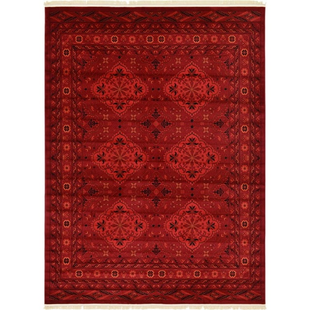 Unique Loom Tekke Tapis Zone Torkaman Surteint 9' x 12' Rectangle Rouge/noir