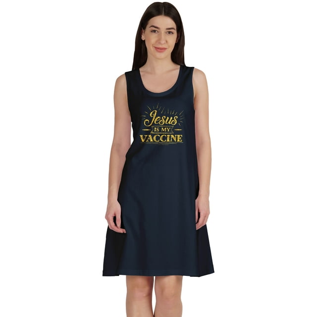 Inkmeso Jesus Est Mon Vaccin T-Shirt Drôle Pro Vaccin Robes d'Été Col Rond