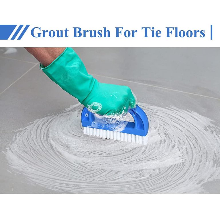 Stiff Bristles Grout Brush Scrubber Cleaning Bathroom Shower Grout Cleaner  Brush for Tile Floors Blue 