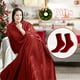 thumbnail image 5 of Medias Navideñas de Terciopelo Rojo para Invierno | Calcetines de Forro Polar Acolchado y Grueso para Mujer | Calcetines Suaves y Cálidos de Tela No Tejida para Dormir En Casa | Decoración Navideña p, 5 of 6
