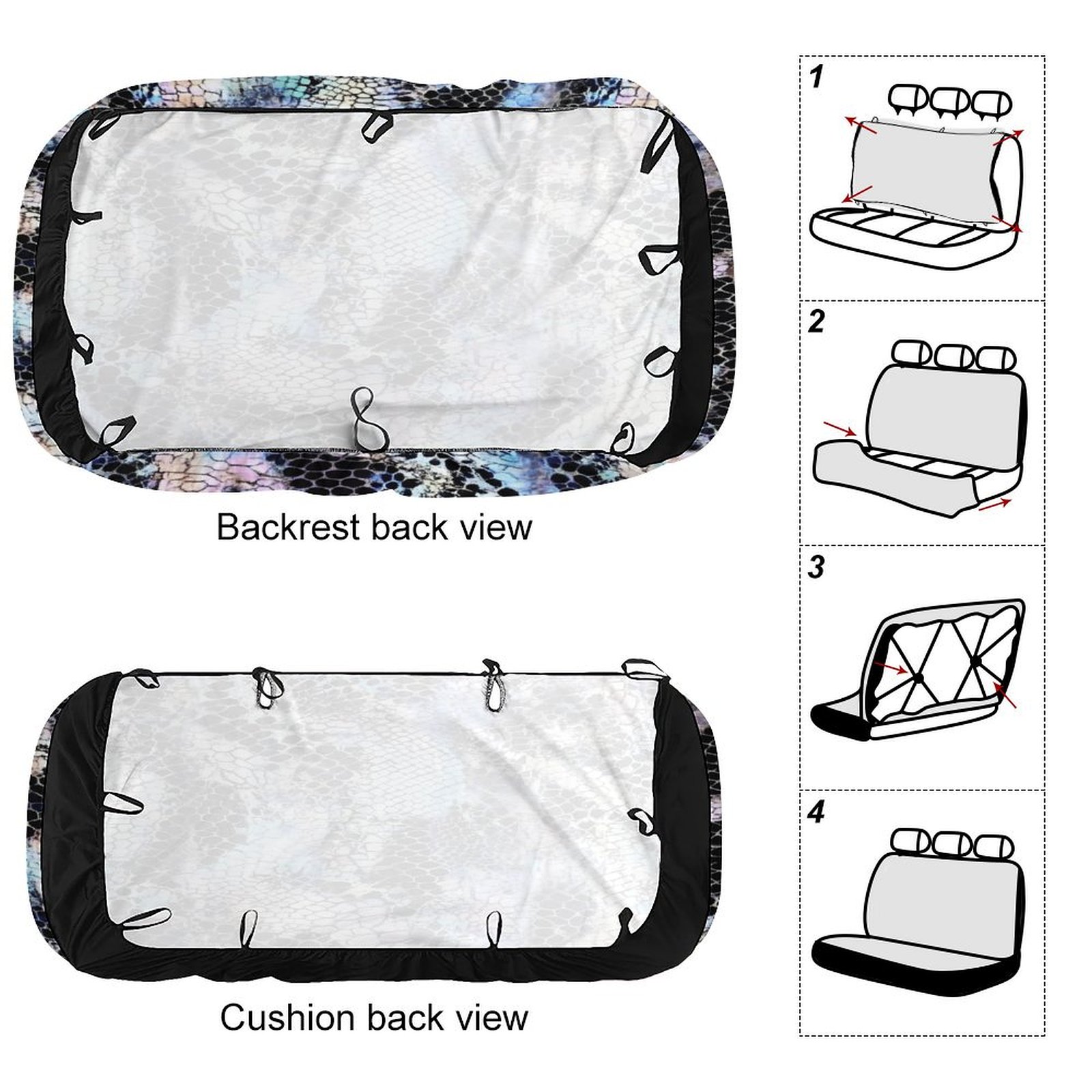 Animal Print Patterns Rear Seat Covers, Car Backseat Protector, Universal Back Seat Vehicle Interior Protector, Fits Most Cars, SUVs, Sedans, Trucks