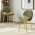 thumbnail image 2 of Hassch Modern Dining Chairs Set of 2, Teddy Velvet Upholstered Side Chairs with Shell Backrest and Gold Metal Legs, for Living Room, Bedroom, Kitchen and Dining Room (Green), 2 of 8