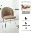 thumbnail image 3 of Teddy Fleece Dressing Chair, Modern Dining Chair with Silver Metal Legs, Armchair Upholstered Dining Chairs, Accent Desk Chair for Dining Room, Kitchen, Vanity, Living Room(Brown,Set of 2), 3 of 10