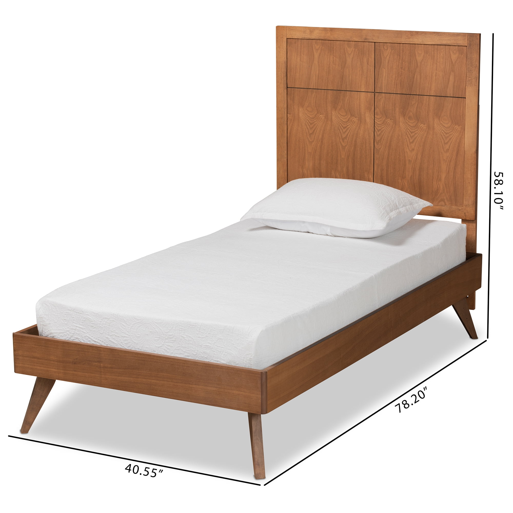 Baxton Studio Noela Modern Engineered Wood Platform Bed, Twin, Walnut Brown