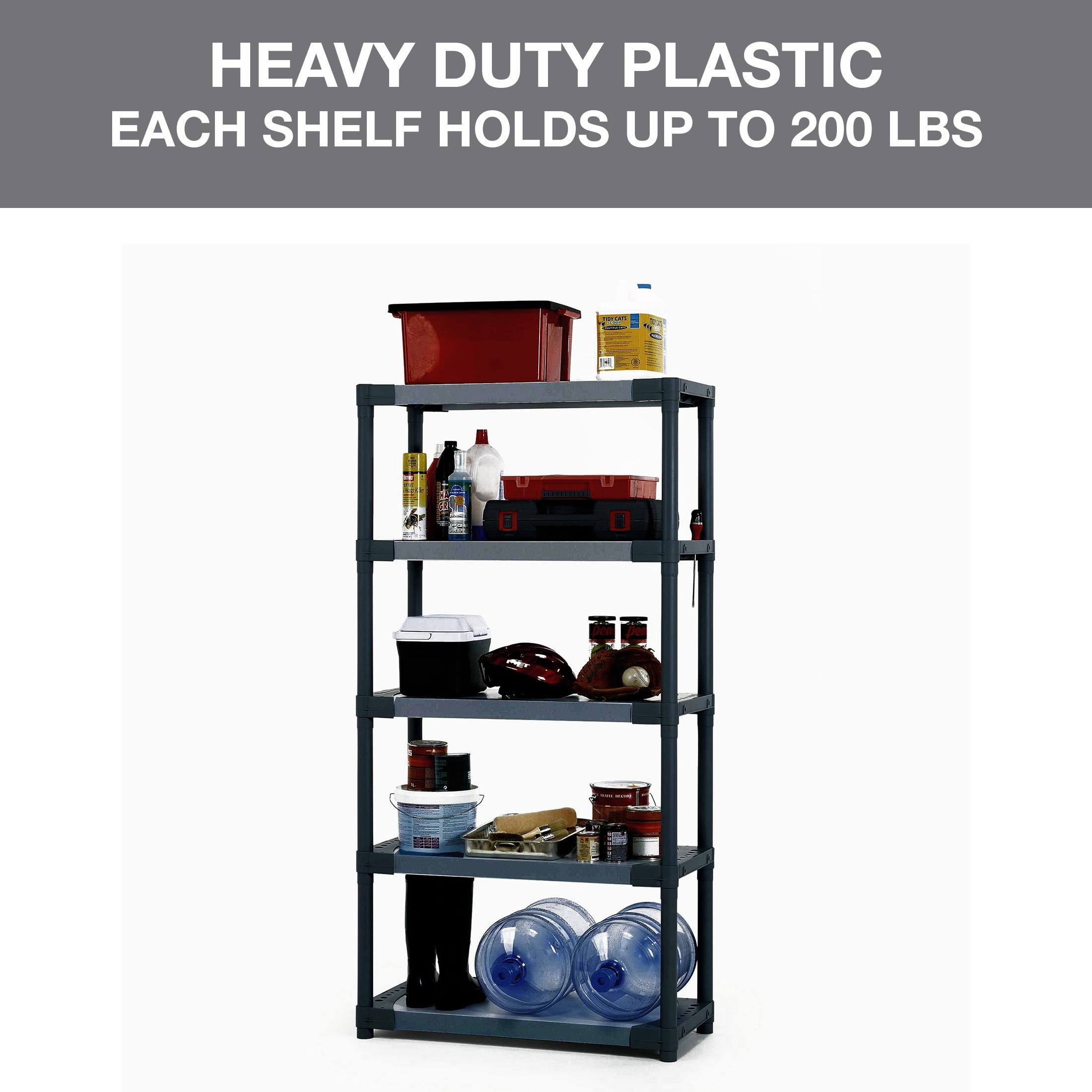 Grosfillex 36" Plastic Resin 5-tier Shelving Unit 1,000 lbs Total Capacity