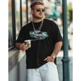 thumbnail image 3 of Men's T-Shirt Blue Green Roadster Short Sleeve Casual Tee Classic Crew Neck T-Shirt for Men, 3XL, 3 of 7