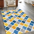 thumbnail image 2 of Yellow Blue Area Rugs 4x6 ft Moroccan Trellis Retro Abstract Geometric Washable Rug Non Slip Indoor Carpet Absorbent Floor Mat for Living Room Bedroom Dining Room, 2 of 9