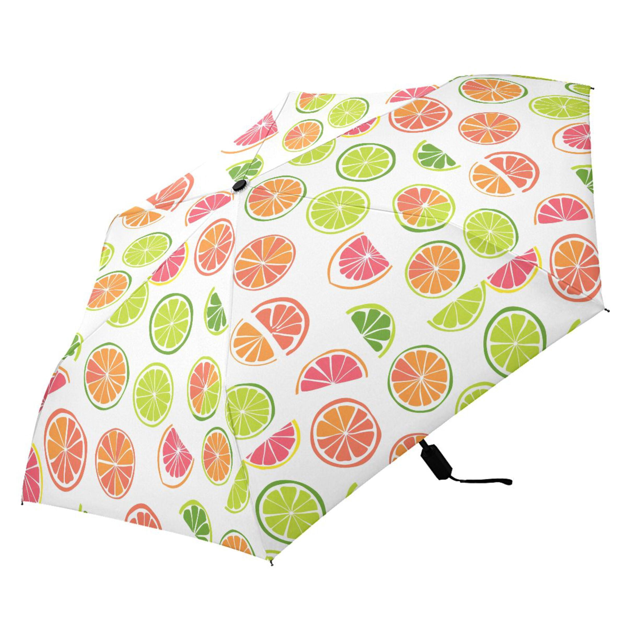 Colorful Lemon Slice Compact Sun Umbrella Windproof Travel Umbrellas for Rain Strong Portable UV Protection