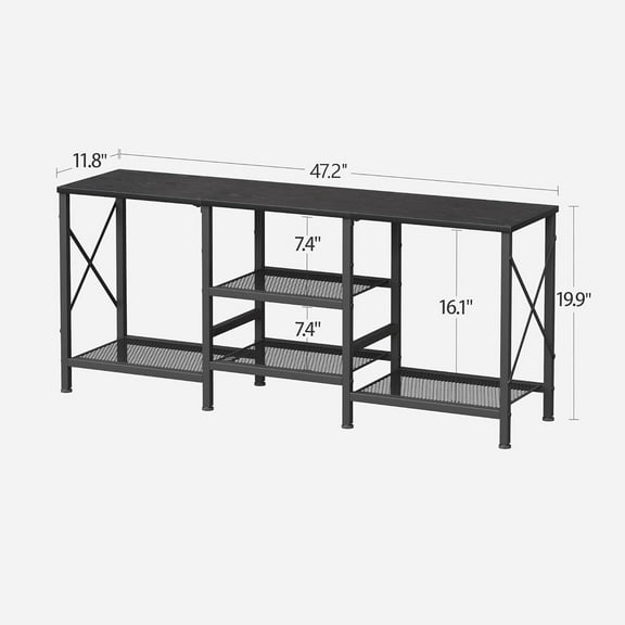 TV Stand for 55 Inch TV, Entertainment Center with 3-Tier Open Shelves, TV Console Table for Living Room, Bedroom, Black