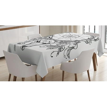 Tattoo Decor Tablecloth Deer Skull With Feathers On Its Antlers As Tattoo Decor Tablecloth Deer Skull With Feathers On Its Antlers As An Accessory Holding A Star