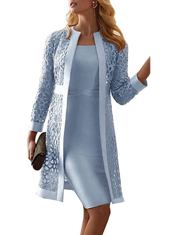 Women's Mother of The Bride Dresses Long Sleeves Knee Length Jacket Robes de mère de la mariée