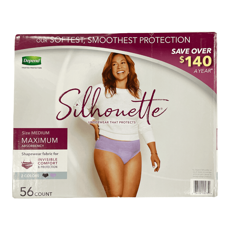 Depend Silhouette Max Absorbency Incontinence Underwear for Women, MD (56  Count)
