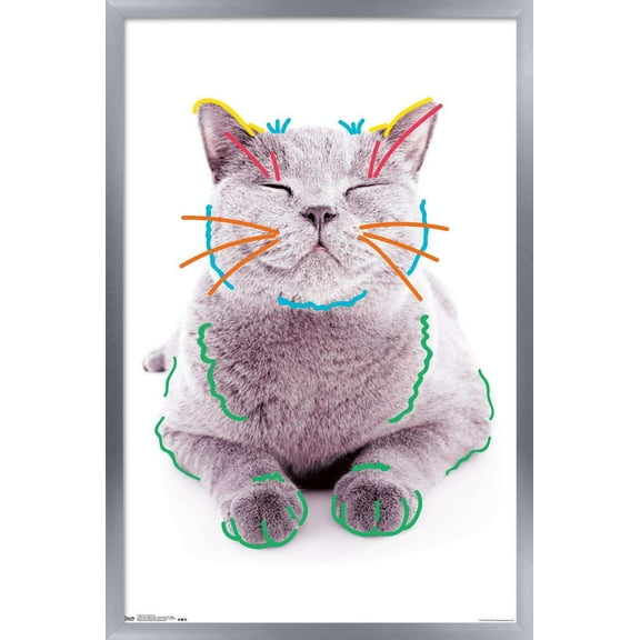 Cat - Funny Face Wall Poster, 14.725" x 22.375", Framed