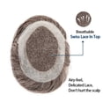 thumbnail image 3 of Human Hair Toupee for Men, Breathable Swiss Lace with Thin Skin Around Mens Toupee 6" Indian Hair Replacement System 130% Density, 3 of 7