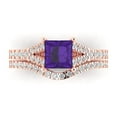 thumbnail image 2 of Clara Pucci 14K Rose Gold 3.4 Natural Amethyst Engraveable Engagement Ring + Wedding Band Set, 2 of 7