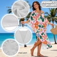 thumbnail image 4 of XYZCANDO Kaftan Dresses for Women Plus Size Bathing Suit Cover Up Caftan Maxi Beach Dresses V-neck Swimsuit Coverup Colorful Flowers Bikini Bathing Suit Cover Ups Beach Outfits, 4 of 7