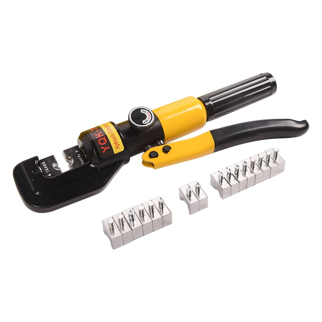 TOPAZ 10T Hydraulic Crimping Tool 12-2/0 AWG Battery Cable Crimping Tool 0.43 inch Stroke Hydraulic Lug Crimper Electrical Terminal Crimper with 8 Pairs of Die Sets