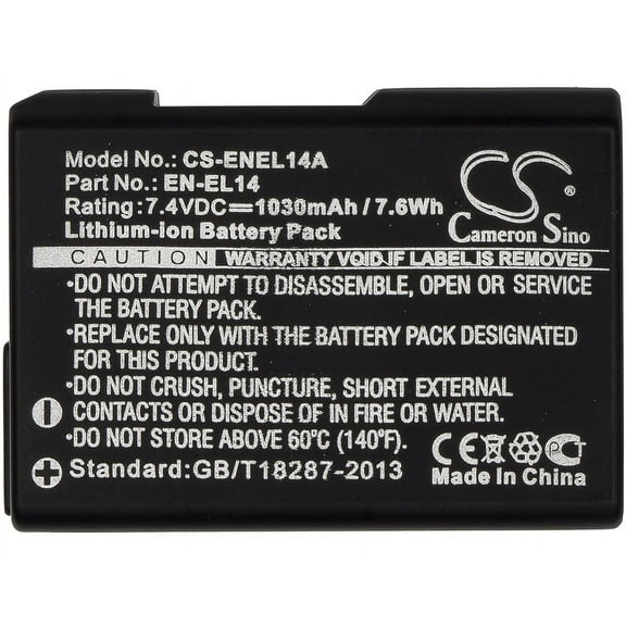 Battery for Nikon Coolpix D3100 D3200 D3300 D5500 D5600 EN-EL14 EN-EL14a 1030mAh
