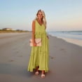 thumbnail image 5 of GXIPO Plus Size Boho Dresses for Curvy Women 2025 V Neck Sleeveless Tiered Ruffle Flowy Maxi Dress with Pockets​ Yellow 2XL, 5 of 9