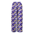 thumbnail image 5 of Women’s Summer Loose Wide Leg Floral Print Pants Elastic Waist Drawstring Trousers with Pockets for Casual Daily Wear Purple 2XL, 5 of 7