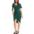 thumbnail image 4 of INSPIRE CHIC Women's Wrap Work Casual Short Sleeve Bodycon Dresses, 4 of 5