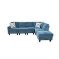 thumbnail image 3 of Aukfa 104" Sectional Sofa w/ Storage Ottoman, 6-Piece Living Room Couch Set, Lint, Blue, 3 of 6