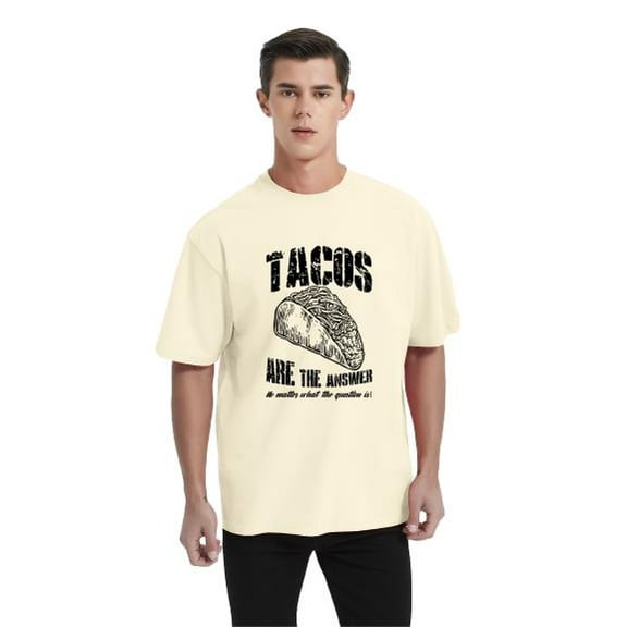 Whichone Mens Tacos are The Answer T-Shirt Funny Sarcastic Saying Tee,Yellow,2XL