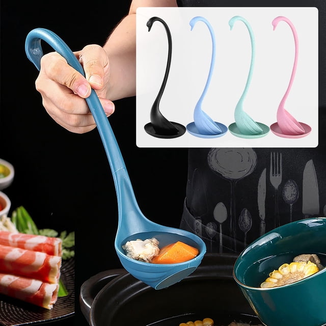 Sentmoon Vertical Soup Spoon with Tray Upright Ladle Set Practical Holder Rest for Table Kitchen Non Spill Serving Spoon for Home Restaurant Soup Stews