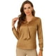 thumbnail image 1 of Camisa de oficina de Trabajo para Mujer Allegra K Blusas de Satén Elegantes de Manga Larga con cuello de Lazo Caqui M, 1 of 5
