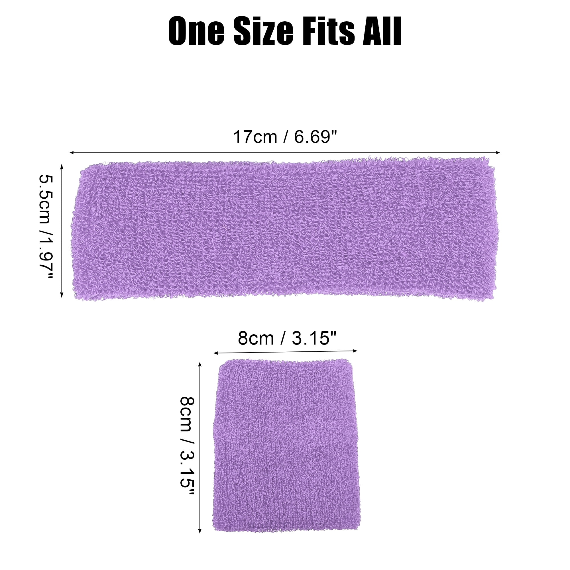 Unique Bargains 3 Pcs Sport Headband Wristband Sweatband Cotton Blend Light Purple