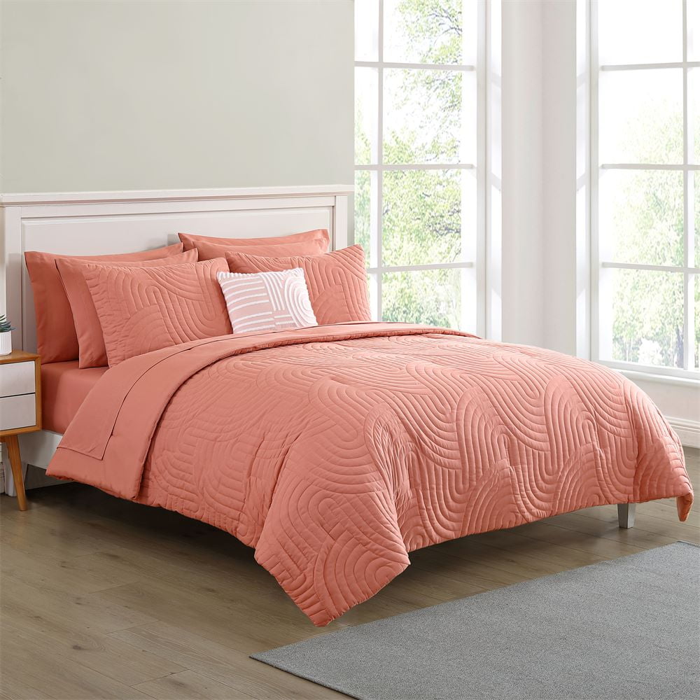 Mainstays Coral 10 Piece Bed in a Bag Comforter Set with Sheets, King  Adult Bedding Women and Men  (图2) Mainstays Coral 10 Piece Bed in a Bag Comforter Set with Sheets, King  Adult Bedding Women and Men  (图2)