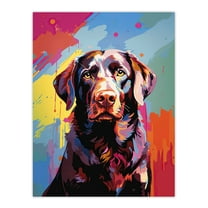 Chocolate Labrador Retriever Dog Lover Gift Pet Portrait Colourful Artwork Painting Extra Large XL Wall Art Poster Print