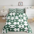 thumbnail image 2 of Castle Fairy Boho Split Circle Queen Comforter Set 3 Pieces,Tribal Curved Comforter Sets Queen,Sage White,Reversible,1 Comforter and 2 Pillowcases, 2 of 6