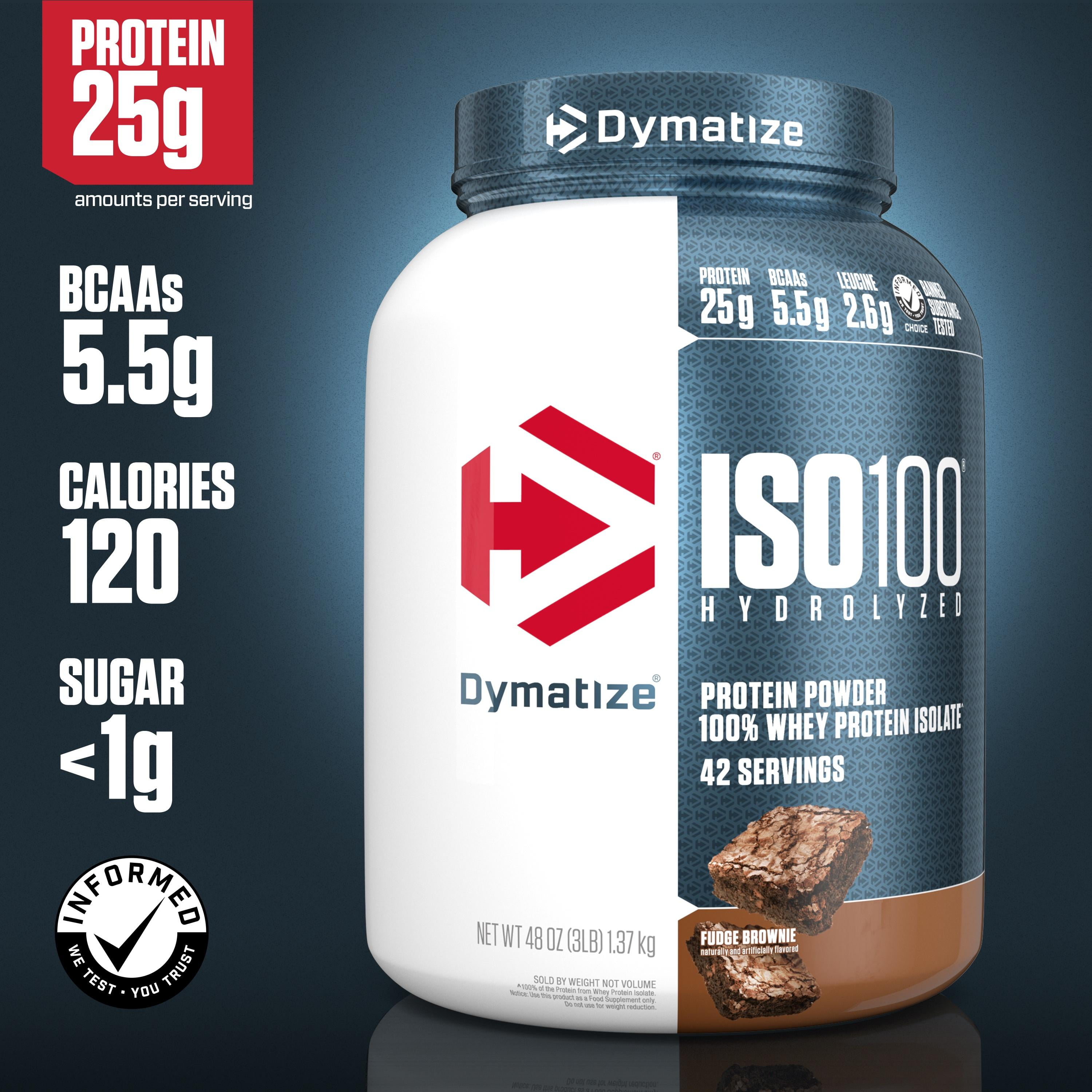 Dymatize ISO100 Hydrolyzed Whey Isolate Protein Powder, 25g Protein, Fudge Brownie, 3 Lbs