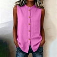 thumbnail image 7 of TGSLY Women's Linen Mandarin Collar Tank Tops Lightweight Soft Crew Neck Sleeveless Button Down Vest Relaxed Fit Dressy Casual Solid Color Shirts with Pocket XXXL, 7 of 7
