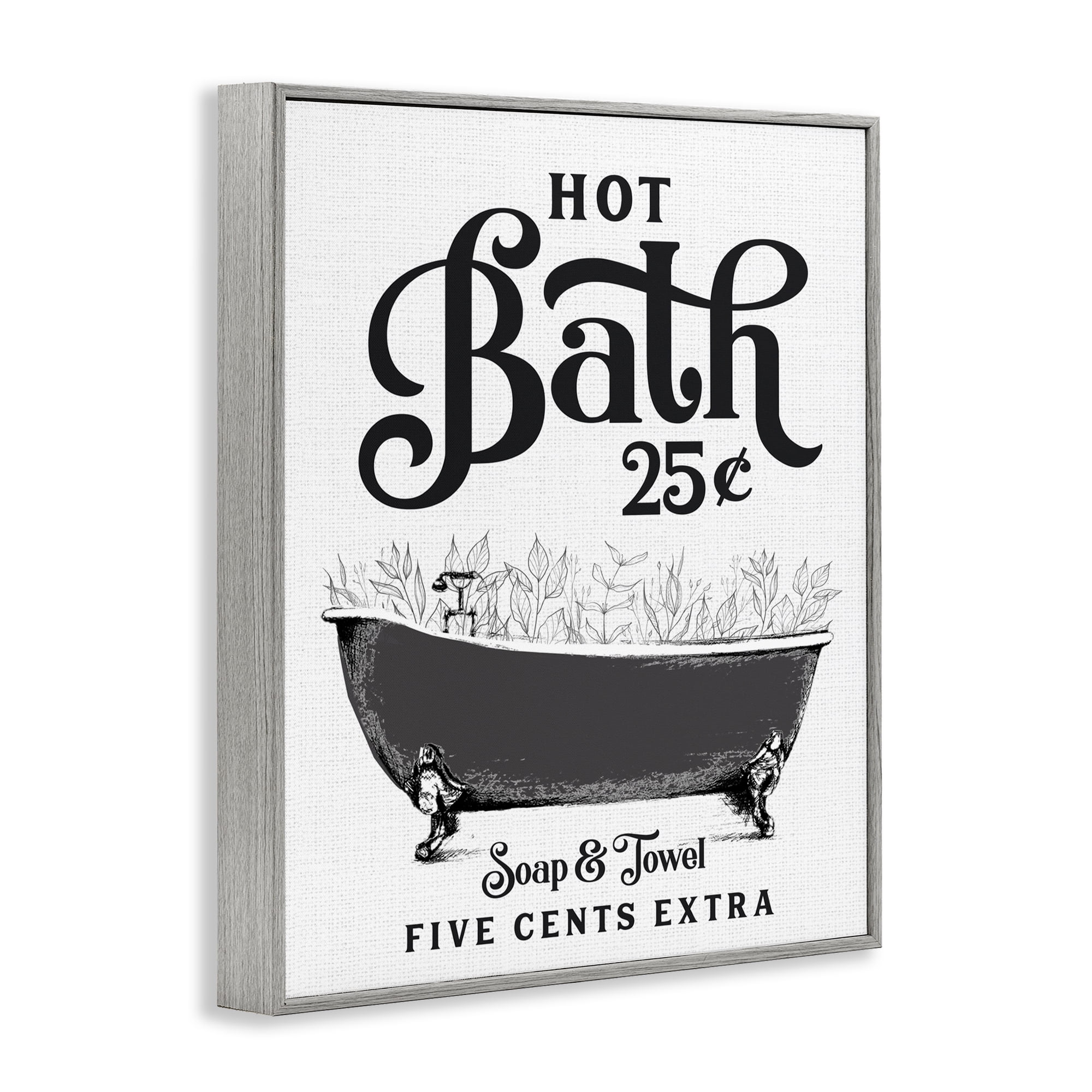 Hot Bath with Bubbles Gray Framed Giclee Art, design by Lettered and Lined