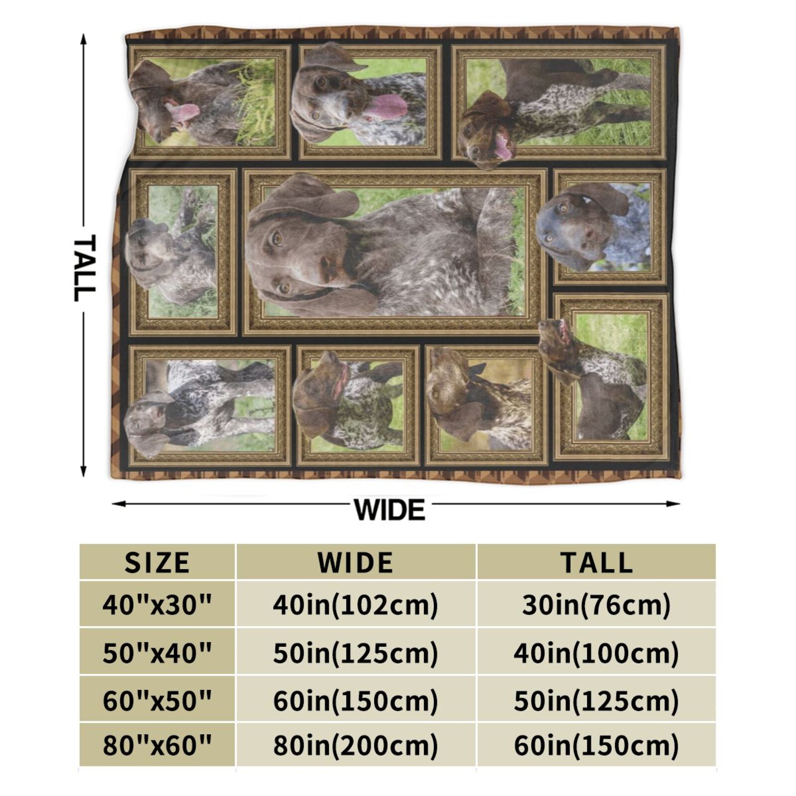 Wijzvio German Shorthaired Pointer Dog Throw Blanket Soft Fuzzy Fleece Blanket For Couch Bed Living Room Decoration 50"X40"