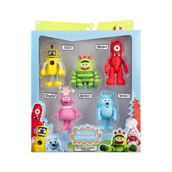 Yo Gabba Gabba! Friends - Includes Articulated 3 inch Figures—Muno, Foofa, Plex, Toodee, & Brobee