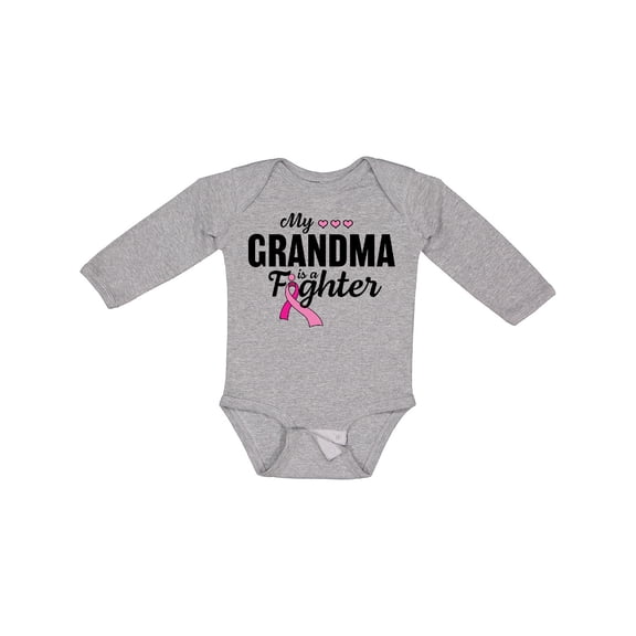 Inktastic Breast Cancer Awareness My Grandma is a Fighter Boys or Girls Long Sleeve Baby Bodysuit