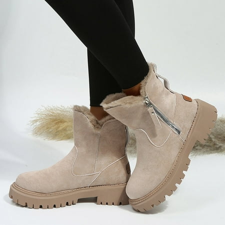

ZMHEGW Boots For Women Autumn And Winter Snow Thick Bottom Non Slip Short Plus Size h Warm And Comtable Boots Shoes