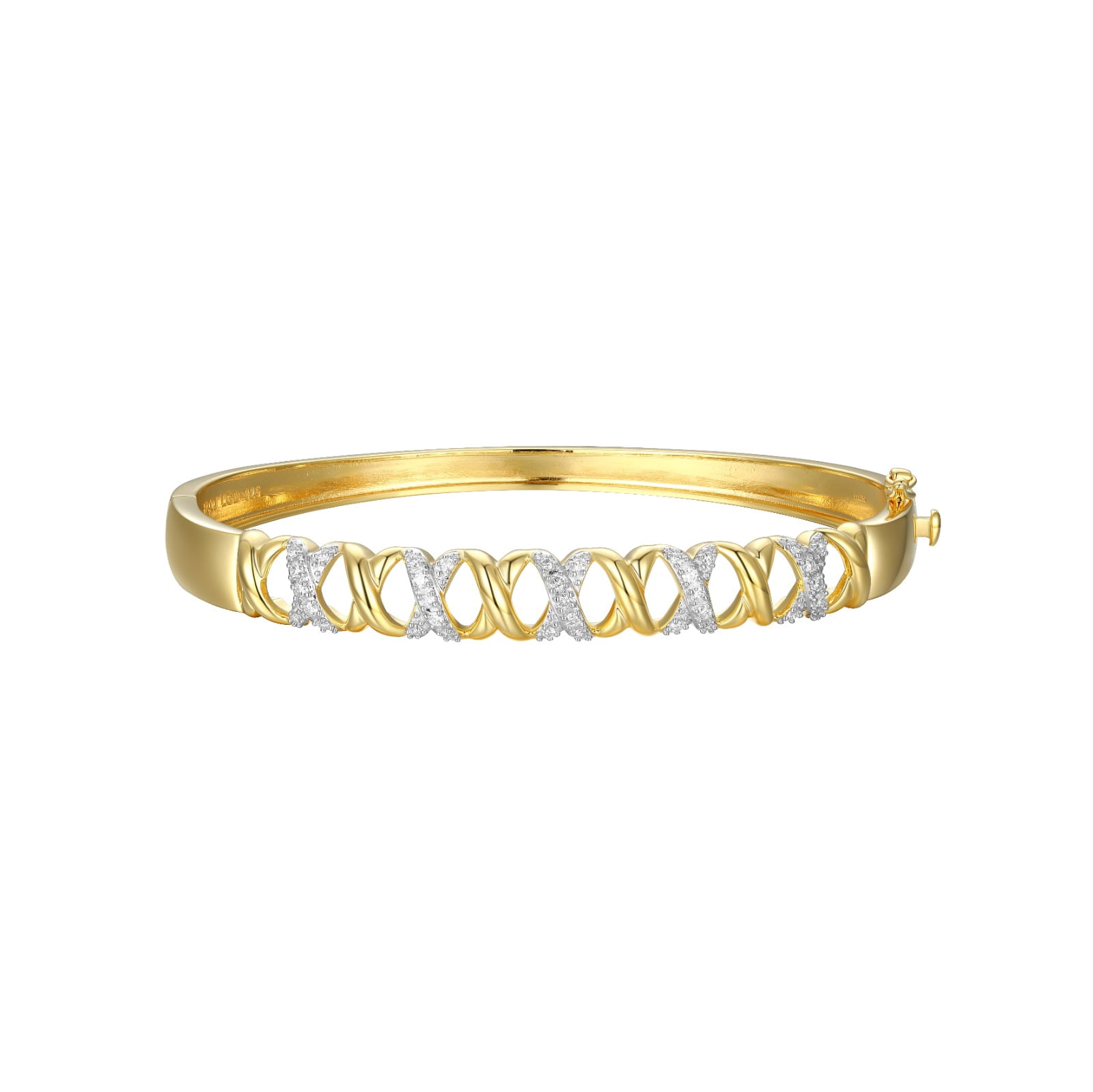 Forever Facets 3/8 CT TW Lab Grown Diamond 18K Gold over Sterling Silver Bangle, Adult Female