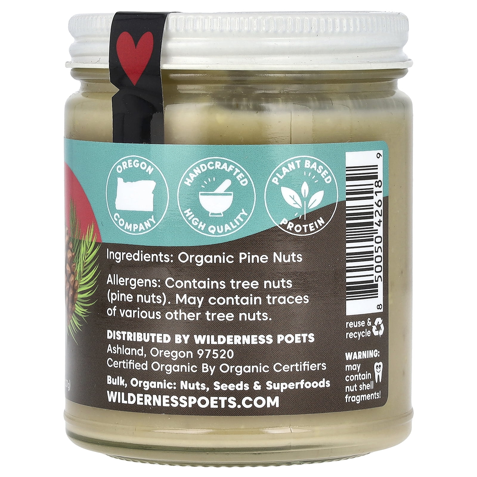 Wilderness Poets Raw Pine Nut Butter, 8 oz (227 g)