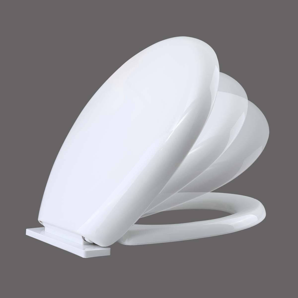 White Slow Close Toilet Seat Plastic Round No Slam Quiet Lid 16.5"x 14"| Renovators Supply