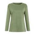 thumbnail image 4 of larppty Womens Crewneck Long Sleeve Shirts - Loose Fitted Basic Casual Tees Outfits（Mint Green，XXL）, 4 of 5