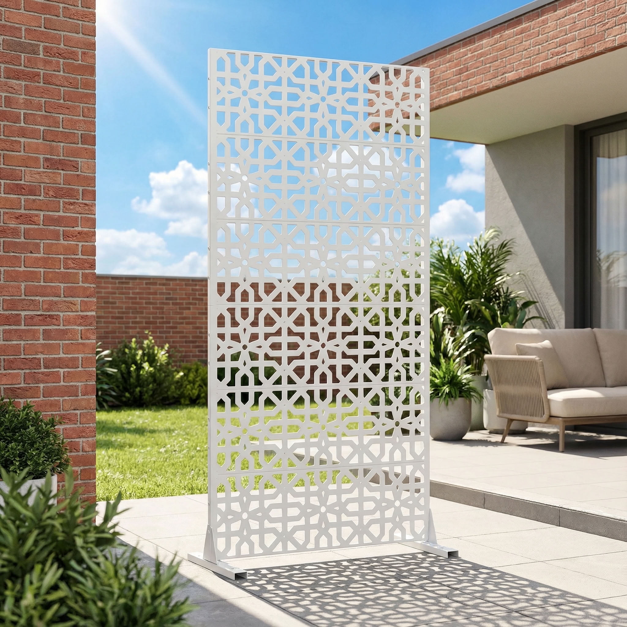 MAYEERTY 72*35in Outdoor Privacy Screen, Metal Privacy Panel, Privacy Divider for Patio, Balcony, Backyard, Garden