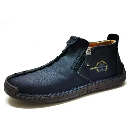 

Men‘s Handmade Stitching Ankle Boots Casual Lightweight Zipper Outdoor Walking Sneakers Men‘s Loafer Shoes