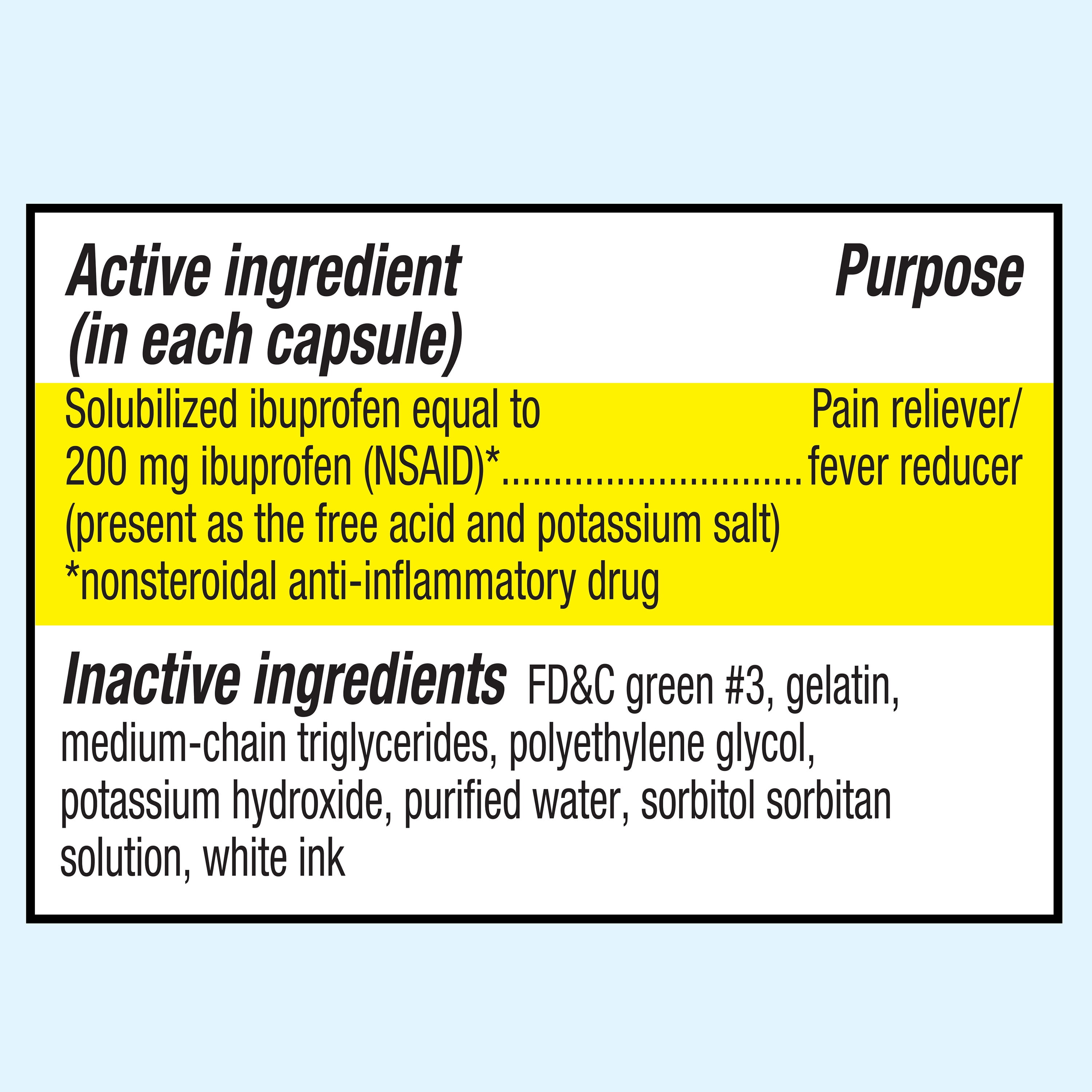 Equate Ibuprofen Softgels, 200 mg, 20 Count