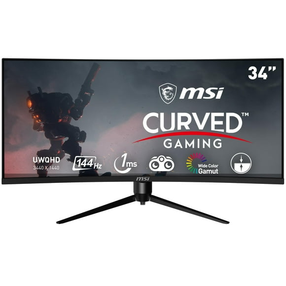 MSI Optix MAG342CQR 1500R Curvatura 21:9 Relación de aspecto bisel estrecho 1ms 3440 x 1440 (UWQHD) 144Hz Índice de actualización inclinación/giro/altura/pivote ajuste de 34 pulgadas AMD Freesync Gami
