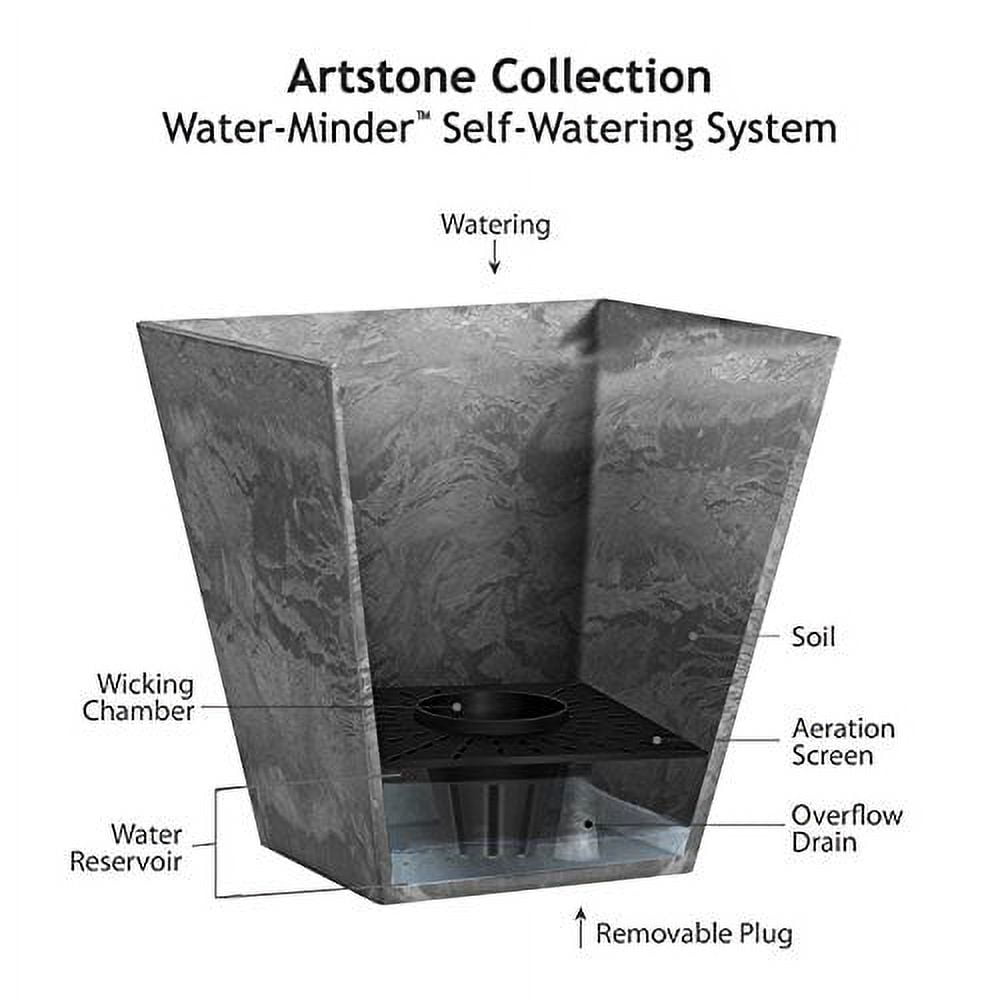 Root & Vessel Ella Square Planters, Black, 14"