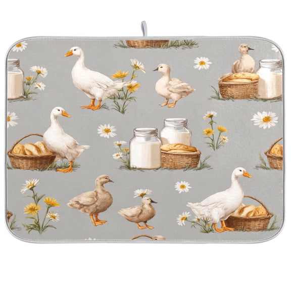 Dish Drying Mat Kitchen Pad Large Counter Absorbent Dish Mats Drainer Cute Farm Animals